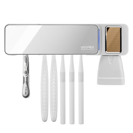유토렉스 퍼펙트케어 태양광충전 듀얼 UV LED 무선칫솔살균기 UTC-S58W, 화이트