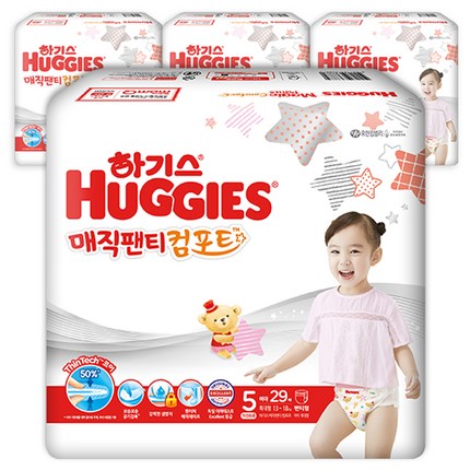 하기스 2020 매직팬티 컴포트 팬티형 기저귀 여아용 특대형 5단계(13~18kg), 116매