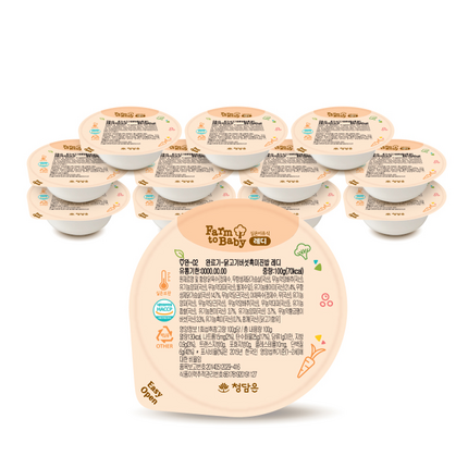 팜투베이비 레디 완료기 실온 이유식 A 세트, 소고기 + 아스파라거스, 소고기 + 무, 대구살 + 청경채, 닭가슴살 + 청경채, 닭고기 + 버섯 + 흑미, 고구마 + 단호박, 1세트