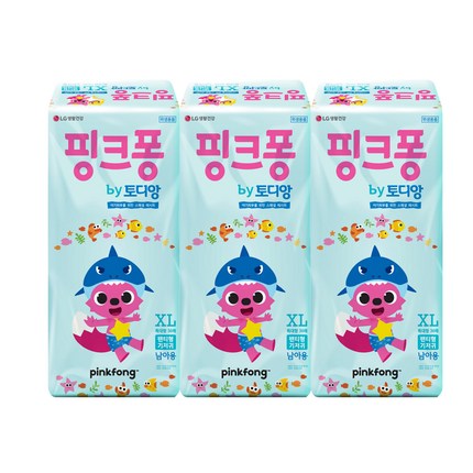 토디앙 핑크퐁 팬티형 기저귀 남아용 특대형 5단계(13kg~), 108매