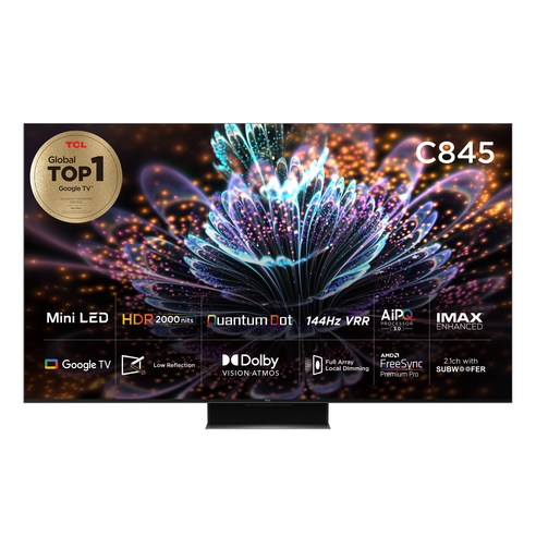 TCL 4K Mini LED 안드로이드11 TV, 165cm(65인치), 65C845, 벽걸이형, 방문설치