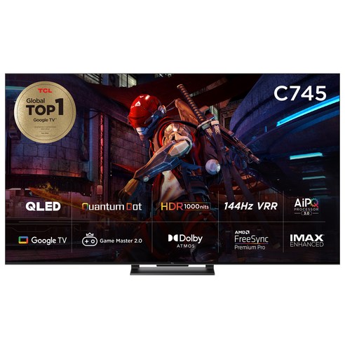 TCL QLED 안드로이드 11 게이밍 TV, 191cm(75인치), 75C745, 스탠드형, 방문설치