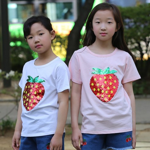 센스있는 스팽글 반전 반팔 스트로베리 티셔츠 리뷰 후기