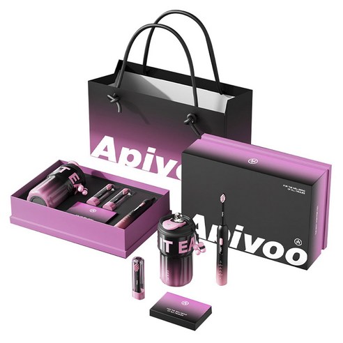 APIYOO T15 전동 칫솔 프리미엄 선물 세트, 1개, 단일상품(핑크)