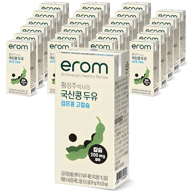 이롬 황성주 박사의 국산콩 두유 검은콩 고칼슘, 190ml, 24개