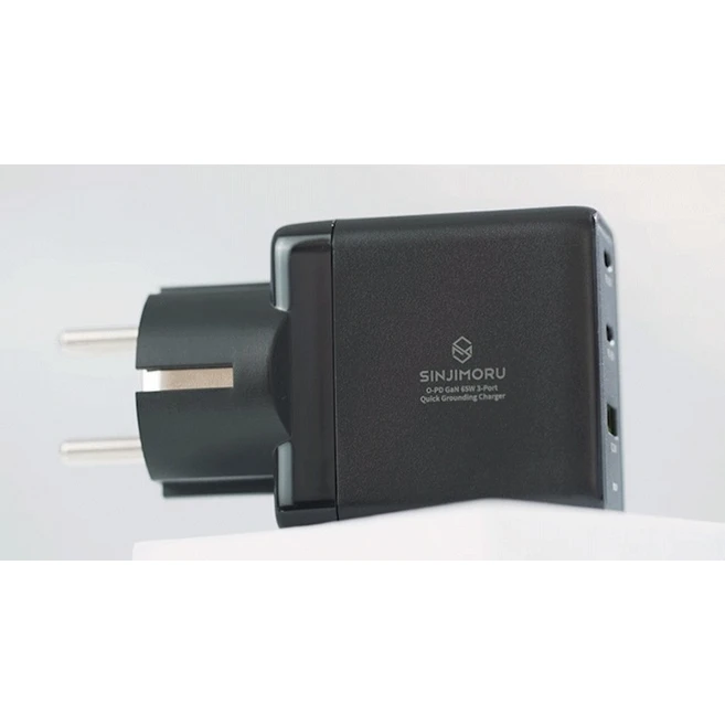 신지모루 O PD GaN 65W 접지 3포트 초고속 충전기, 블랙, 1개
