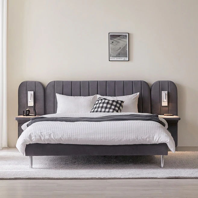 퍼니코 라인 앤틱 벨벳 침대 프레임 단품 방문설치, 잉크 그레이