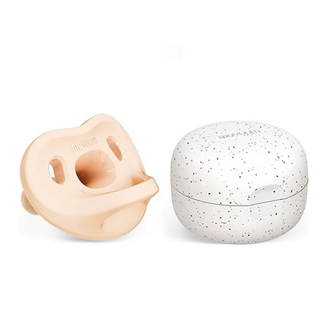 모윰 올 실리콘 마카롱 노리개젖꼭지 + 전용 케이스, 2단계, 피치핑크, 1세트