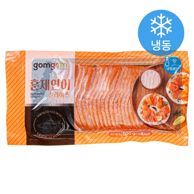 곰곰 훈제 연어 슬라이스 (냉동), 500g, 1개
