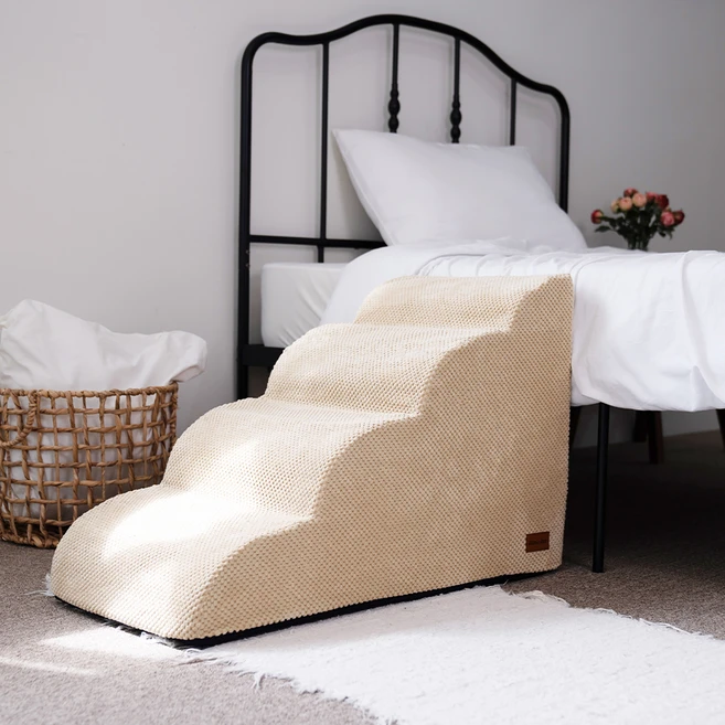 올미오펫 구름패브릭 곡선계단, 4단(70x40x50cm), 모던베이지, 1개