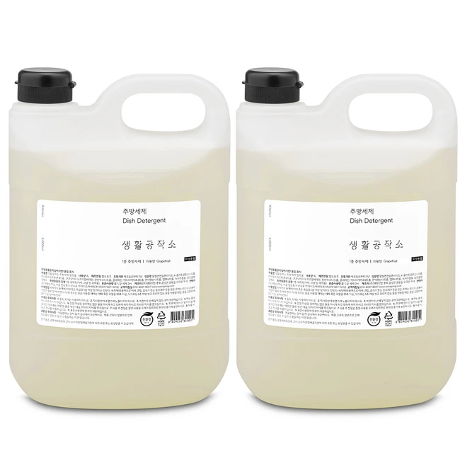 생활공작소 주방세제 자몽향, 4L, 2개