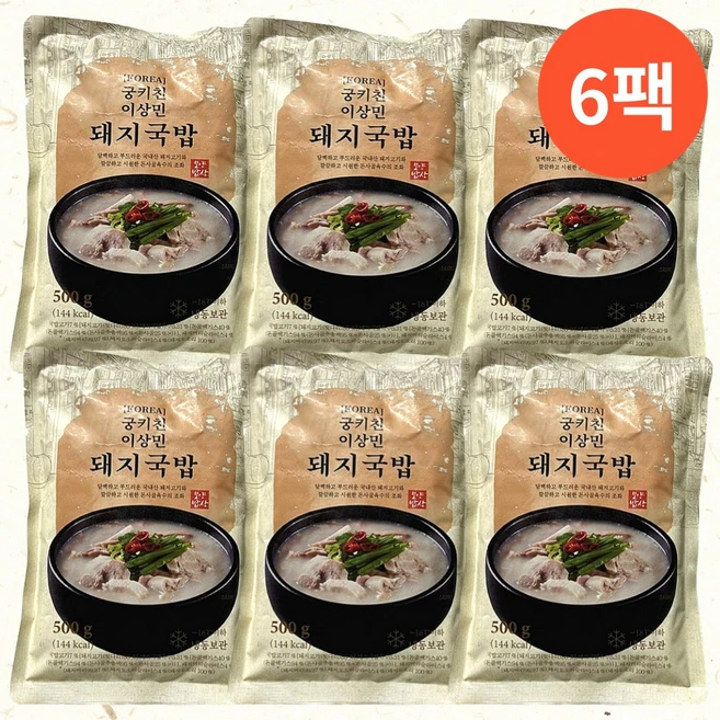 궁키친 이상민 돼지국밥 500g 6팩 소울푸드 정통돼지국밥, 6개, 500mg