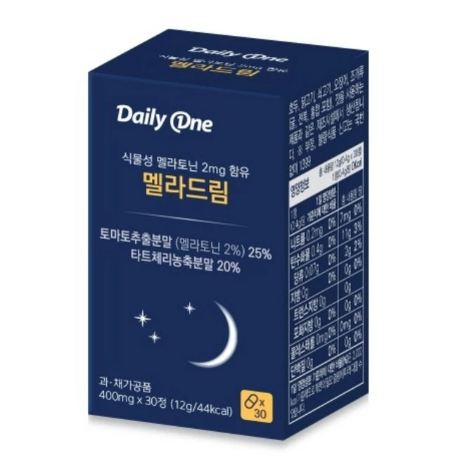 데일리원 식물성 멜라토닌 2mg 함유 멜라드림 400mg X 30정, 1개