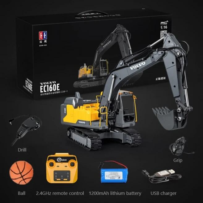 rc포크레인 굴삭기 Double E EC160E E598 RC 17CH 2.4G 무선 제어 자동차 캐터필러 트럭 모델 기계 공용 장난감, [01] E598