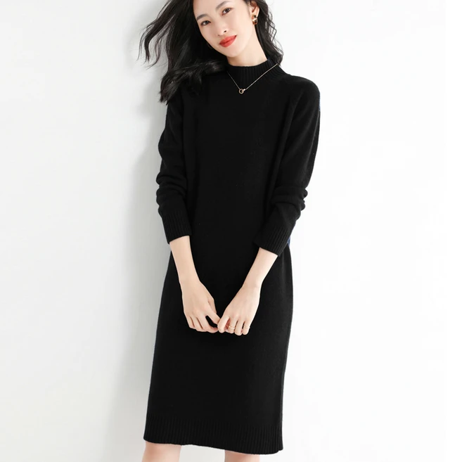 여사 반폴라 긴팔 니트 원피스