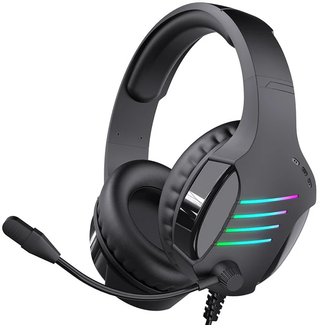 아이리버 노이즈 캔슬링 마이크 레이보우 LED USB 게이밍 헤드셋, EQwear-G7H, 블랙