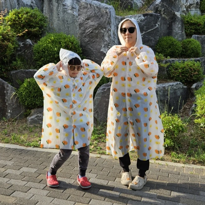말랑한라봉 귀염뽀짝 제주 감귤 우비 제주도 비오는날 장마 태풍 성인 어린이용