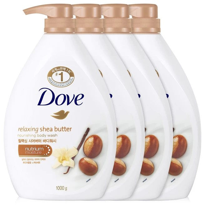 도브 릴랙싱 시어버터 바디워시, 1L, 4개