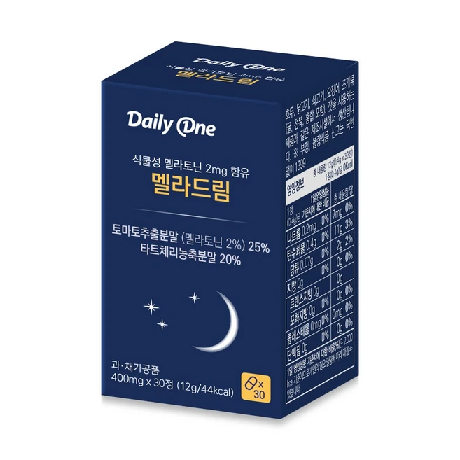 데일리원 식물성 멜라토닌 2mg 함유 멜라드림, 1개, 30정