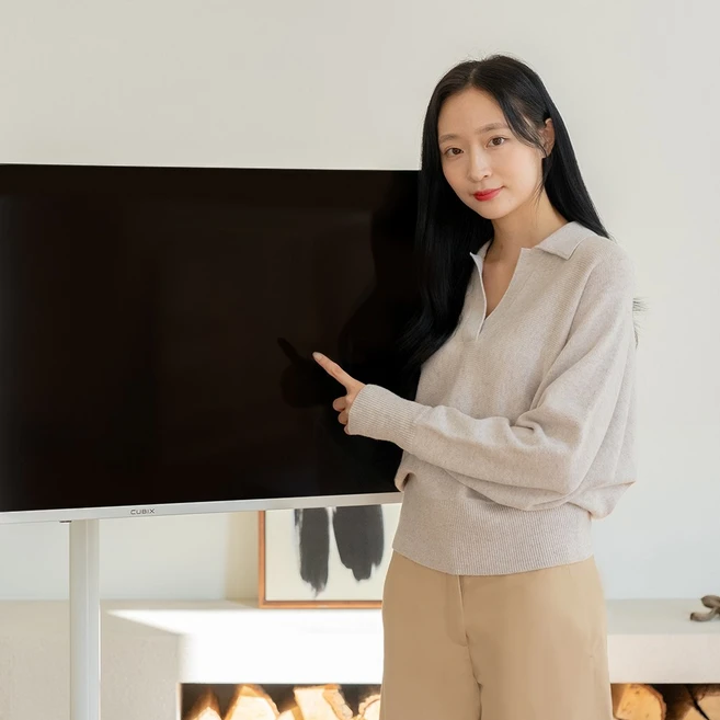 무빙큐빅스 스마트 삼탠바이미 SET 이동식 tv 거치대 스탠바이미, 32인치, GTNB321HD11(화이트), 스탠드형, 고객직접설치
