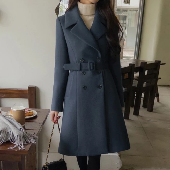 [마이더스비] [벨트set] 데린 더블버튼 코트