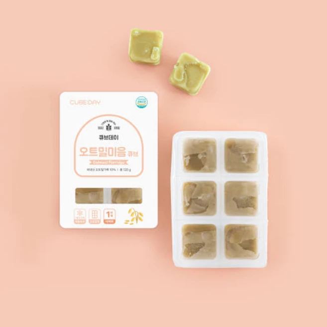 큐브데이 오트밀미음 큐브 1단계 토핑 쌀미음 초기 1단계, 1개, 120g