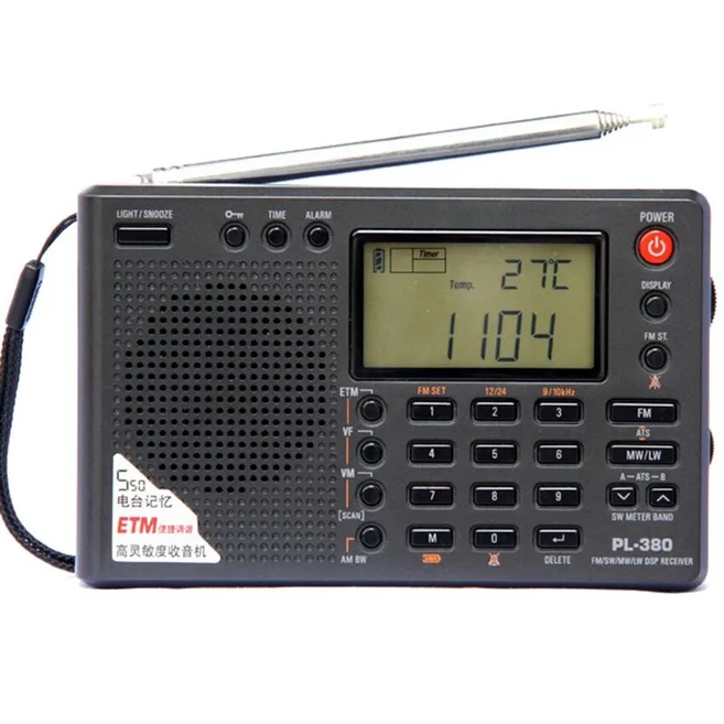 PL380 풀 밴드 DSP 디지털 변조 스테레오 라디오 전문 SW 밴드 외부 안테나 FM Am 스테레오 월드 밴드 리시버, 6.Style A Gray
