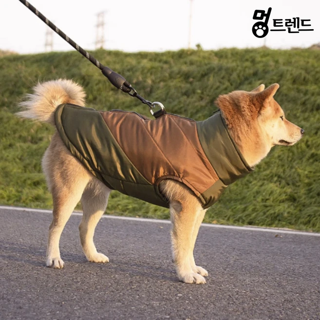 멍트렌드 중형견 패딩 대형견 겨울옷 마당개 방한복, 1개, 카키