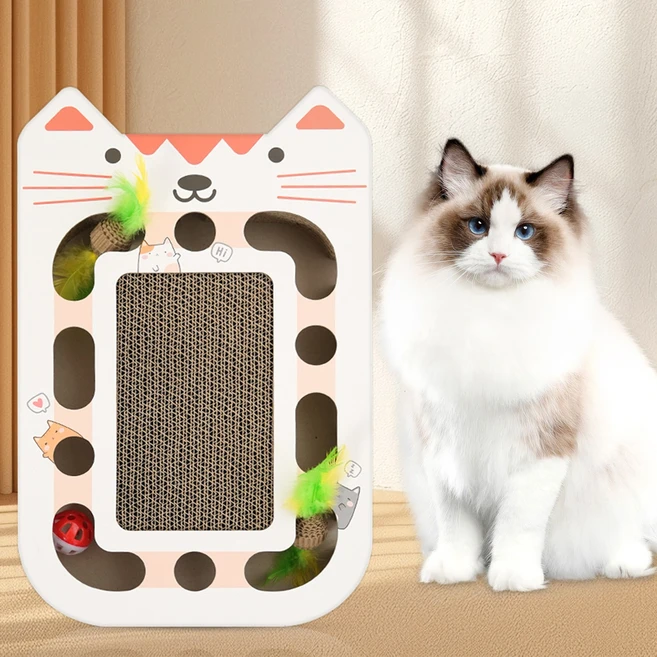 wellstar 고양이 스크래쳐 트랙볼 딸랑이공 공놀이 장난감, white, 1개