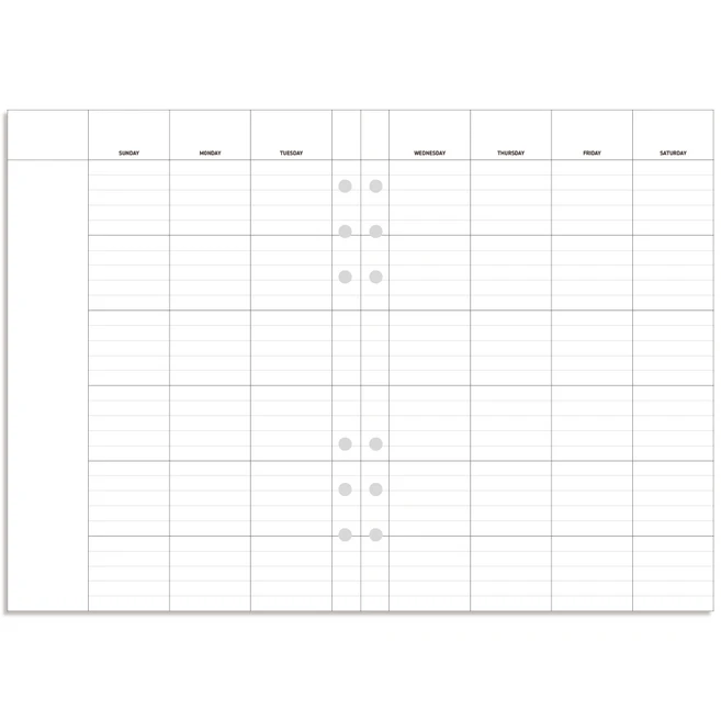 데이스테이션 6공 A5 25절 바인더 리필 먼슬리 플래너, 일요일 시작, 라인