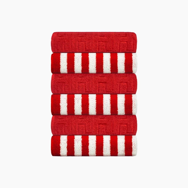 테토 6P 스무디에디션 수피마 수건 230g, 6개, 레드