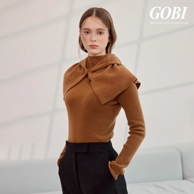 고비(GOBI) 캐시미어 100 바라클라바 후드숄