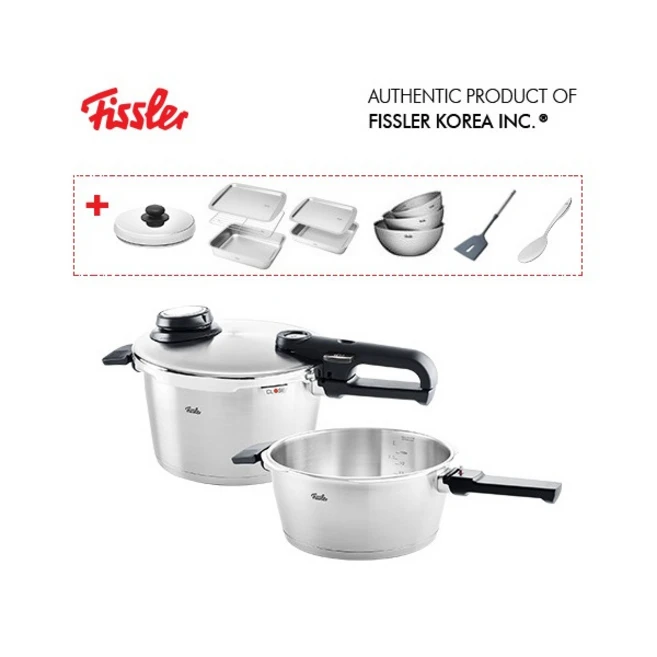[휘슬러] 비타빗 프리미엄 압력솥 쿼트로 세트(3.5L+4.5L) + 스텐 뚜껑 + 믹싱볼 3종 + 스텐 밧드 2종(5p) + 실리콘 뒤집개 + 스텐주걱, 상세 설명 참조, 1개, 상세 설명 참조