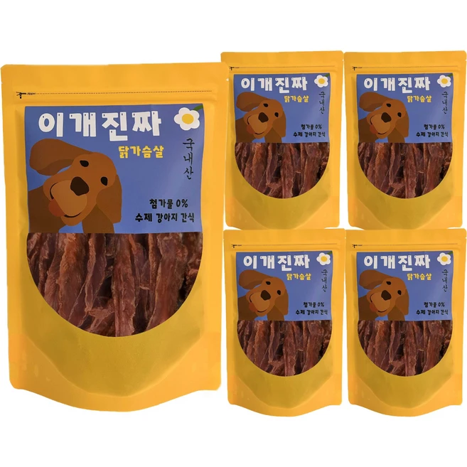 100%국내산 수제강아지간식 (300GX5EA) 대용량 애견 육포 이개진짜, 300g, 5개