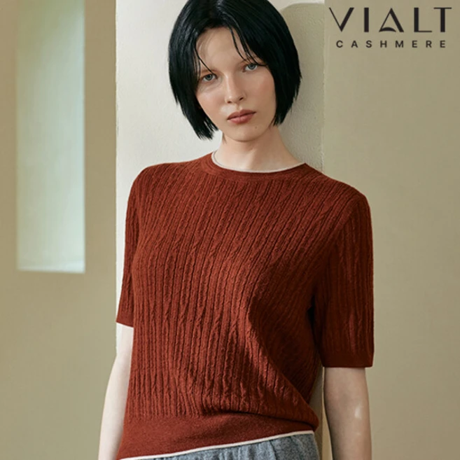 비알트(VIALT) 캐시미어100 하프슬리브 니트