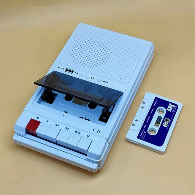 카세트플레이어 테이프 워크맨 레코더 USB 재생 녹음 가능 휴대용 빈티지 레트로, 블랙