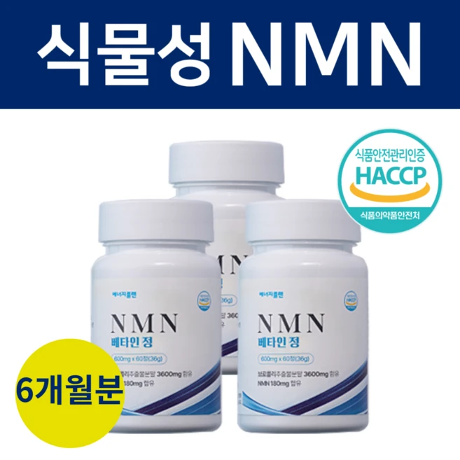 에너지플랜 NMN 베타인 식물유래 엔엠엔 브로콜리 추출분말 2개월분, 3박스, 60정