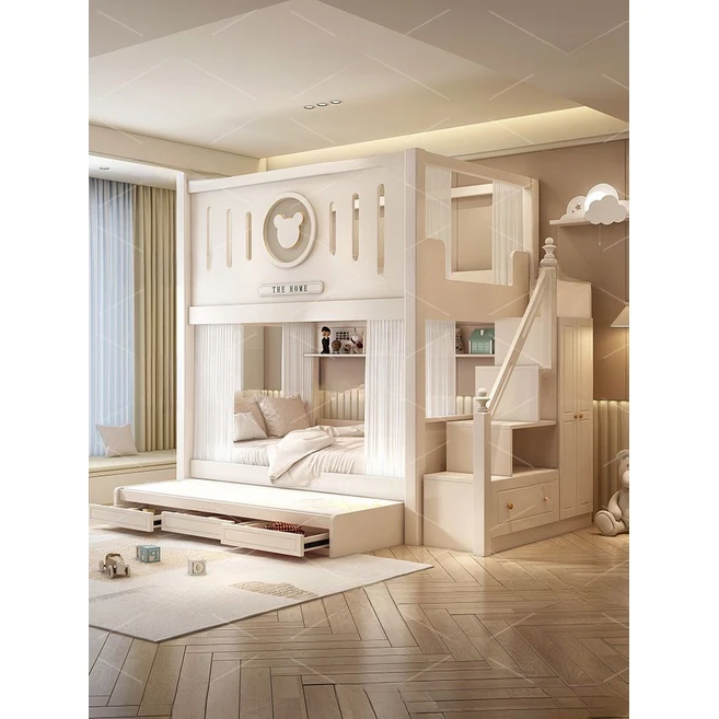 삼둥이 이층 침대 리조트 팬션 원목 계단 사다리 남매, 더 많은 조합, 1350mmx1900mm, 풀옵션 계약금 300000
