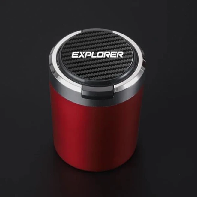 포드 익스플로러 자동차 스타일링용 LED 스테인리스 스틸 플라스틱 재떨이 단추 오픈 스타일 액세서리, 04 red, 1개