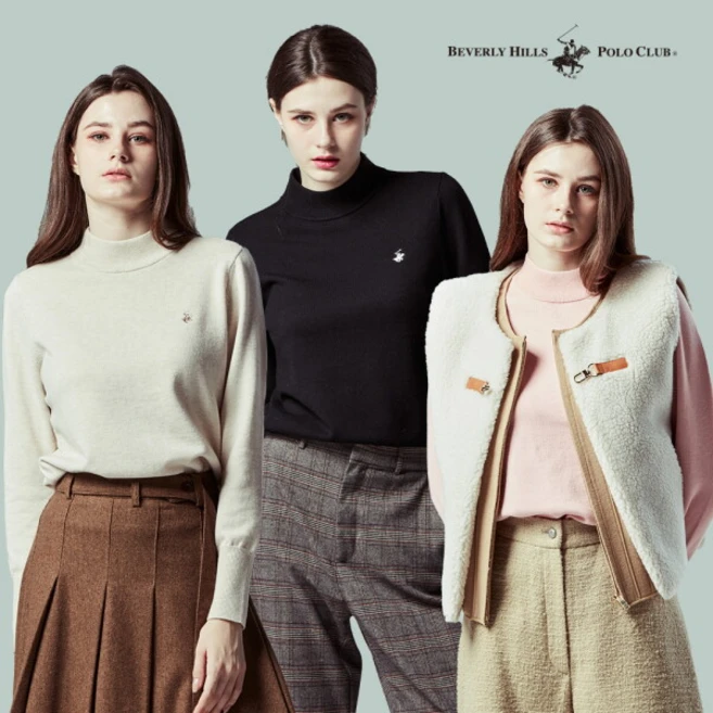 [비버리힐스폴로클럽] 24FW 울블렌디드 모크넥 여성 니트 3종