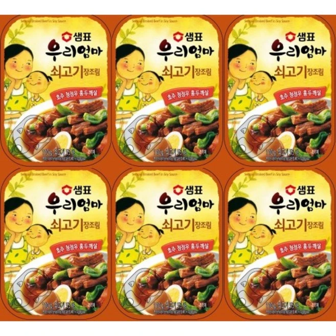 샘표 우리엄마 쇠고기장조림 110g X 6개 캠핑반찬, 660g, 1개