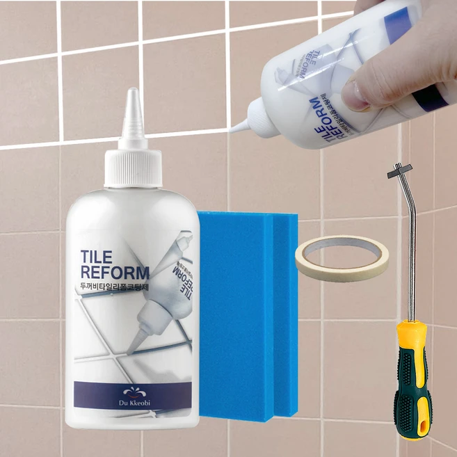 두꺼비 타일줄눈보수제 세트 백색 300g1EA+테이프1EA+제거기1EA, 1개