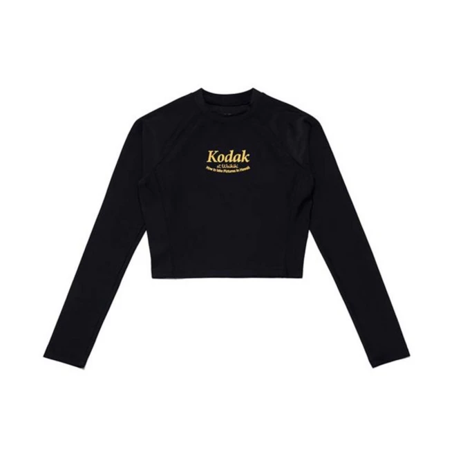 KODAK 핫썸머 워딩 크롭 래쉬가드 우먼 BLACK 178572