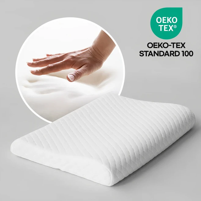 고밀도 메모리폼 목이 편안한 바른목 낮은베개 경추베개, 누빔 화이트, 1개, 60x38x5~7cm