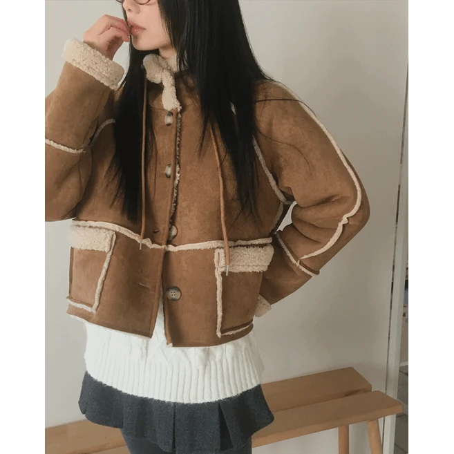 [퀄리티보장] 모스트 양털 후드 무스탕 숏 자켓