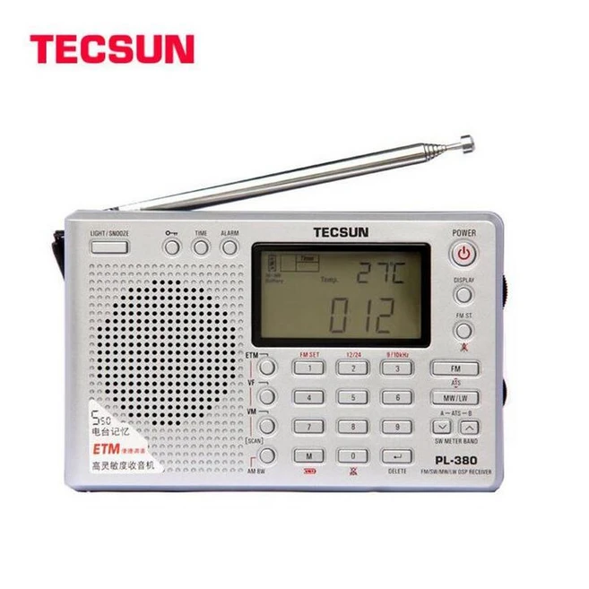 Tecsun PL-380 디지털 단파 라디오 세계라디오청취, 블랙, 1개
