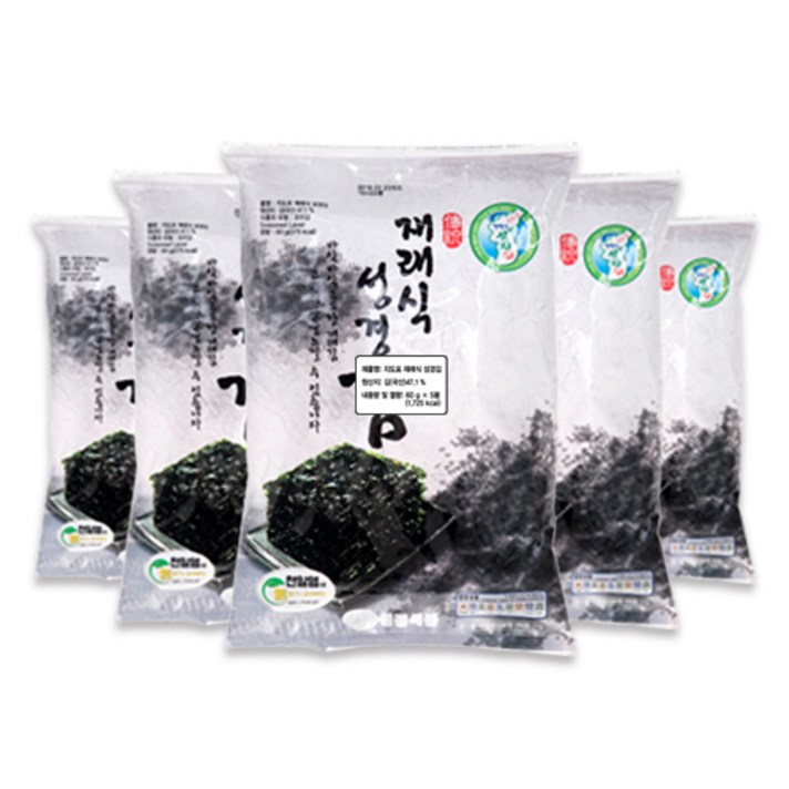 성경식품 지도표 재래식 성경김, 60g, 5개