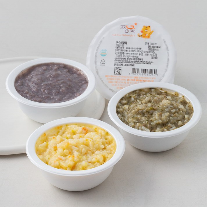 짱죽 냉장 이유식 죽 2단계 만 7~8개월부터 D세트 200g x 4팩, 구수미닭죽 + 흰살생선애호박죽 + 한우랑아욱죽 + 블루베리흑미타락죽, 1세트