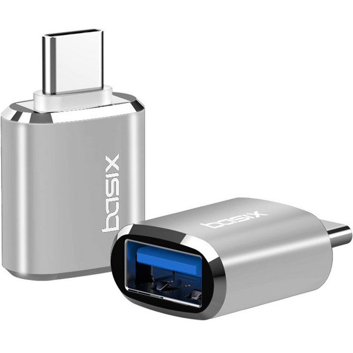 베이식스 C타입 to USB 3.0 변환 OTG 젠더 A30 2p, 메탈 실버, 2개