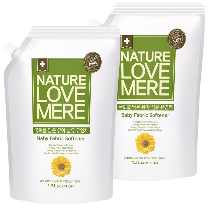 네이쳐러브메레 꽃을 담은 유아 섬유유연제 국화꽃향 리필, 1300ml, 2개입